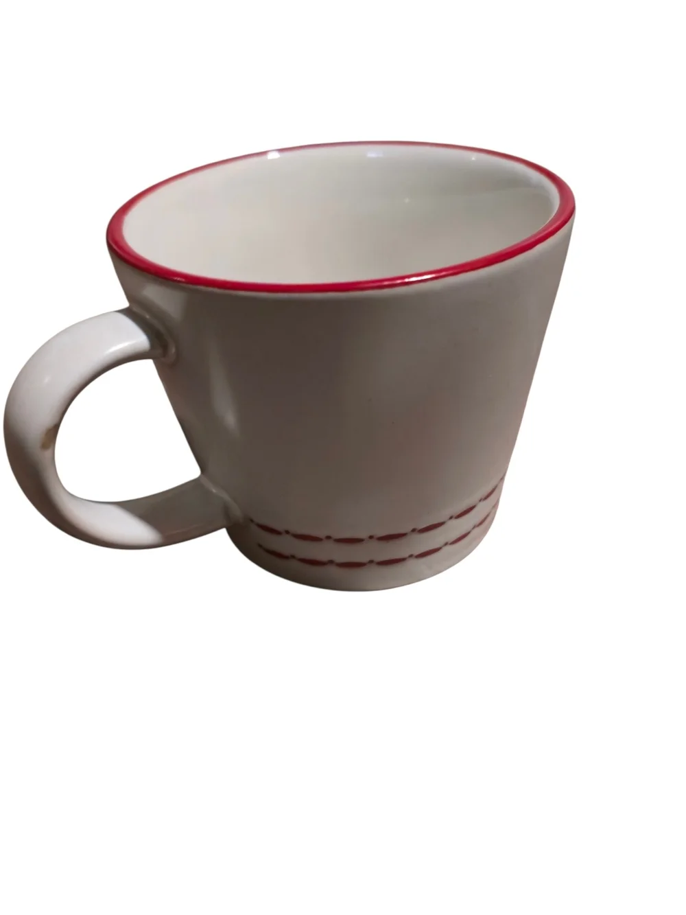 Hearth & Hand White Mug with Red Trim and Stitch Detail